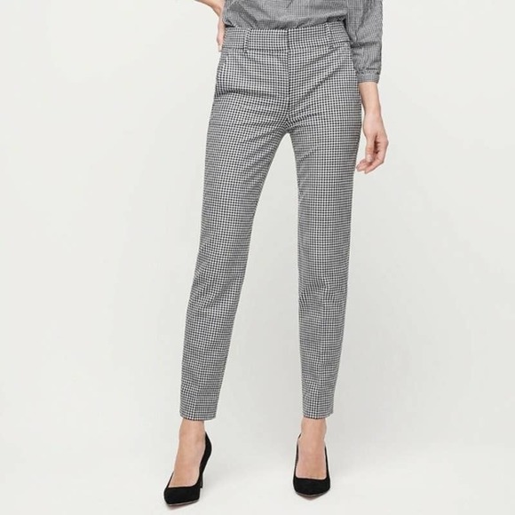J.Crew Black and white gingham Cameron Slim Crop Stretch Trouser Pants Size 2 - Picture 1 of 10